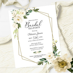 Invitation de mariage à thé floral blanc à petit b