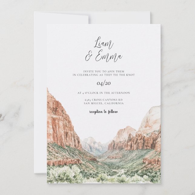 Invitation de mariage à Zion (Devant)
