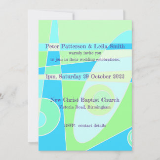 Invitation de mariage Abstrait Pastel Bleu Vert