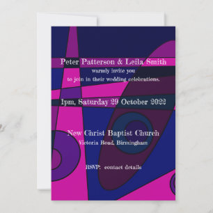 Invitation de mariage Abstrait Rose Chaud Violet