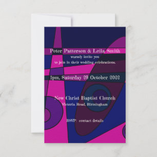 Invitation de mariage Abstrait Rose Chaude Violet