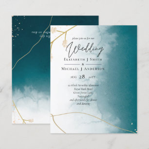 Invitation de mariage Abstrait Turquoise or BUDGET