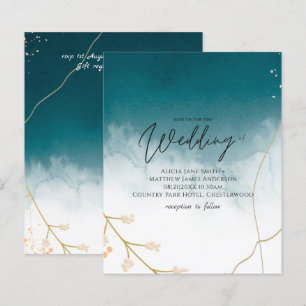 Invitation de mariage Abstrait Turquoise or BUDGET