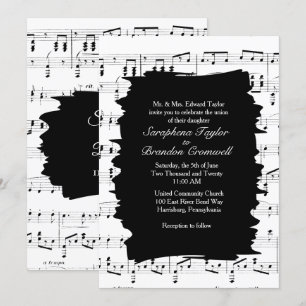 Invitation de mariage Abstraite de musique noire b