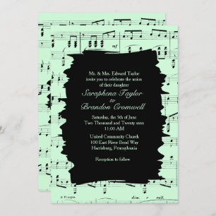 Invitation de mariage Abstraite de musique verte m