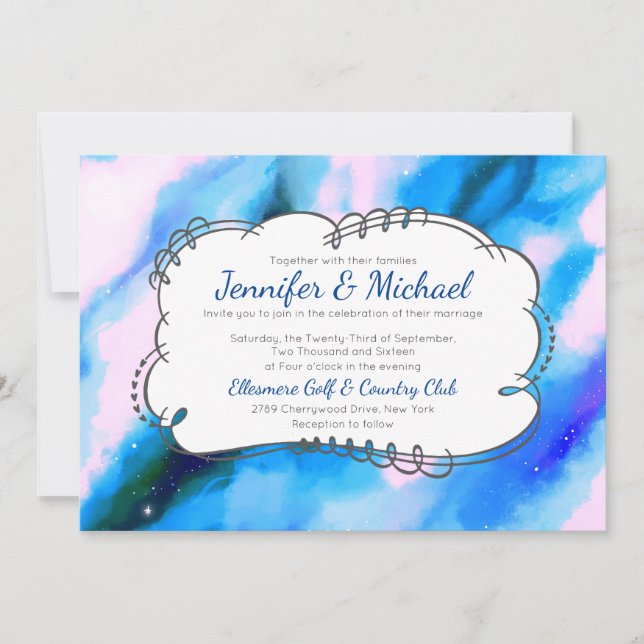 Invitation de mariage abstraite espace extérieur m (Devant)
