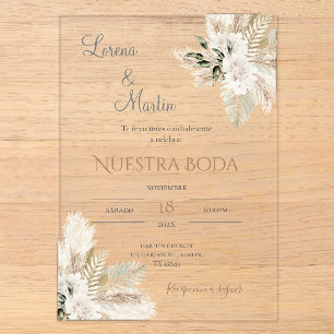 Invitation de mariage acrylique bohème espagnol