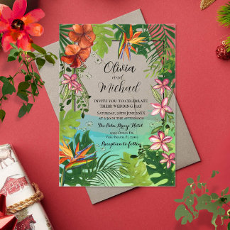 Invitation de mariage acrylique florale aquarelle