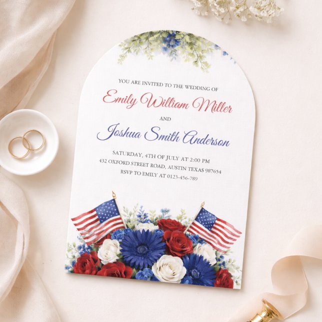 Invitation de mariage américain avec arche du 4 ju (Créateur téléchargé)