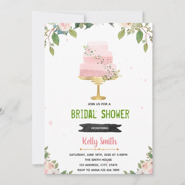 Invitation de mariage amour est gâteau doux (Devant)