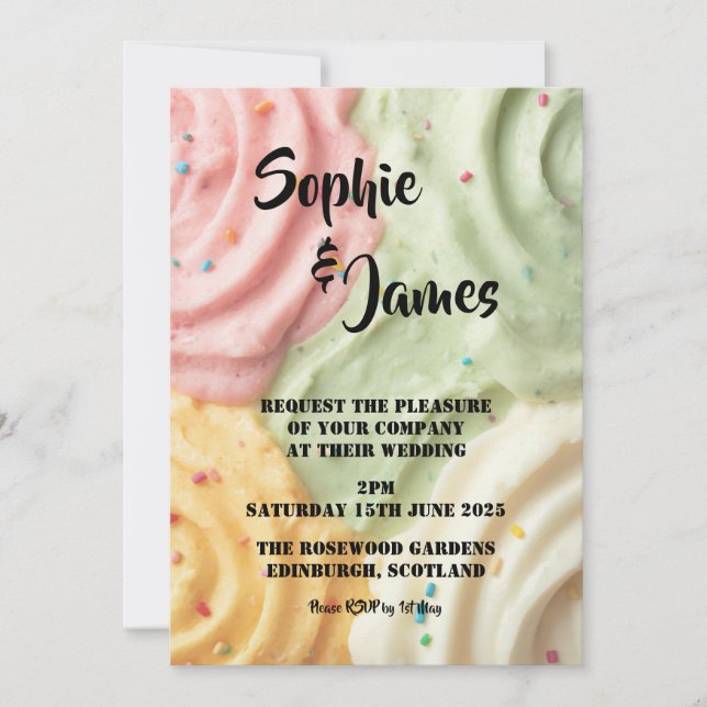 Invitation de mariage amusante et colorée Cupcake (Devant)