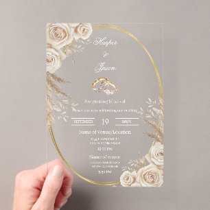 Invitation de mariage anneau bohème ovale