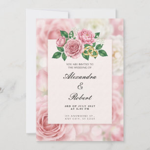 Invitation de mariage anneaux d'or rose aquarelle