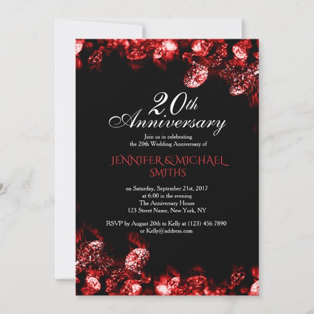 Invitation de mariage anniversaire avec beau diama (Devant)