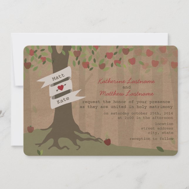 Invitation de mariage Apple Orchard inspirée par l (Devant)