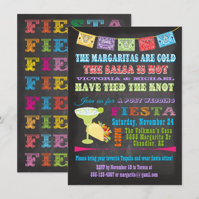 Invitation de mariage après la fête mexicaine (Devant / Derrière)