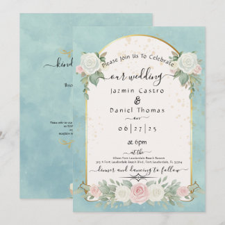 Invitation de mariage Aqua Mint Watercolor Floral