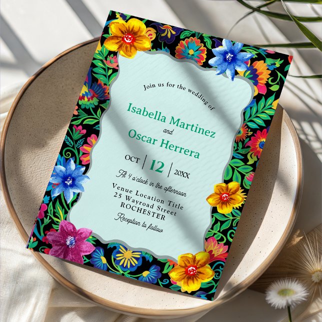 Invitation de mariage aquarelle colorée mexicaine (Créateur téléchargé)