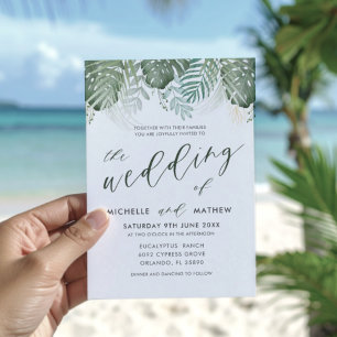 Invitation de mariage aquarelle tropicale de desti