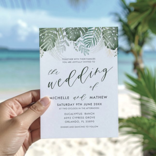 Invitation de mariage aquarelle tropicale de desti (Créateur téléchargé)