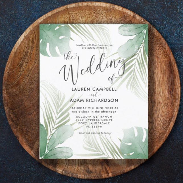 Invitation de mariage aquarelle tropicale pas chèr (Créateur téléchargé)