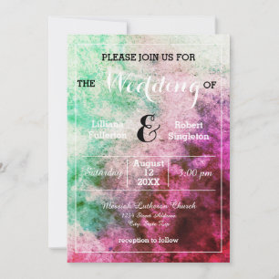 Invitation de mariage - Aquarelle verte/rose