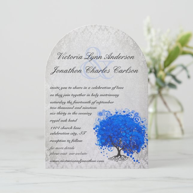 Invitation de mariage Arbre à feuilles en forme de (Debout devant)