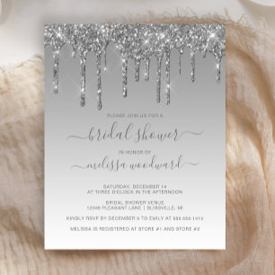 Invitation de mariage argentée à paillettes Budget