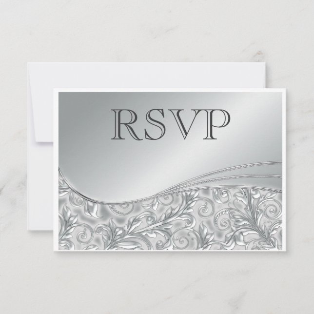 Invitation de mariage argentée RSVP Annonce (Devant)