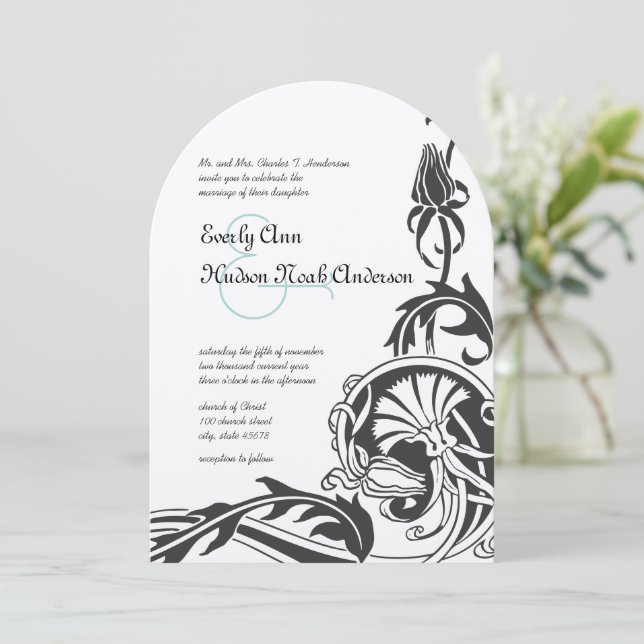 Invitation de mariage Art Déco (Debout devant)
