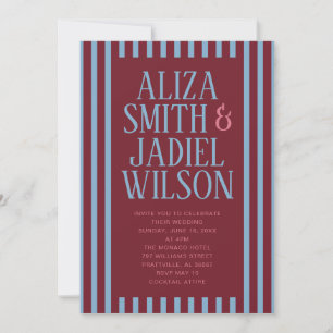 Invitation de mariage Art Déco moderne rayée