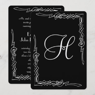 Invitation de mariage Art Déco Monogramme Noir