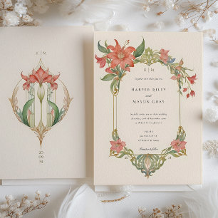 Invitation de mariage Art Nouveau Amaryllis