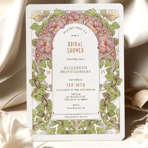 Invitation de mariage Art Nouveau Deco Rose Pétuni