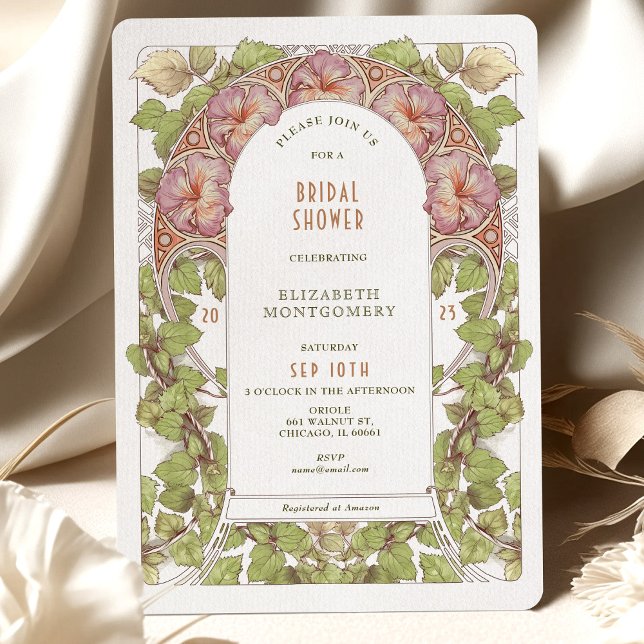 Invitation de mariage Art Nouveau Deco Rose Pétuni (Créateur téléchargé)