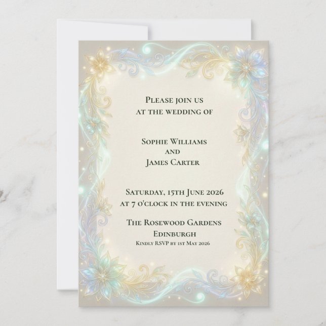 Invitation de mariage Art Nouveau iridescent (Devant)