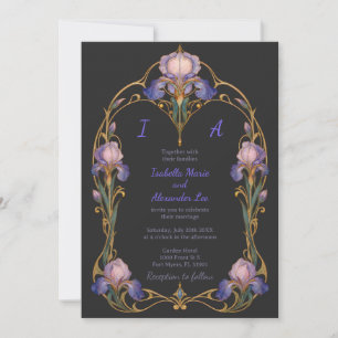 Invitation de mariage Art Nouveau Iris Lavande