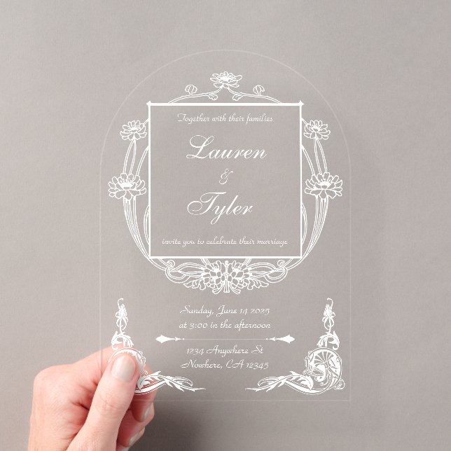 Invitation de mariage Art Nouveau sur acrylique cl (In situ (ordinateur de poche))