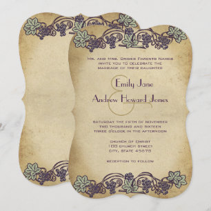 Invitation de mariage Art Nouveau vintage vignoble