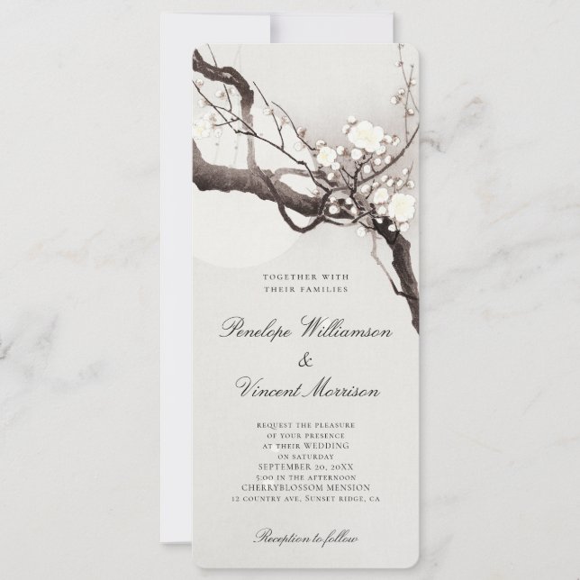 Invitation de mariage - Art vintage Fleur de Ceris (Devant)
