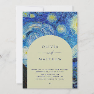 Invitation de mariage artistique nuit étoilée de V