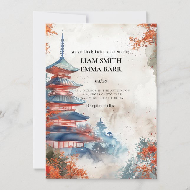 Invitation de mariage asiatique orientale japonais (Devant)
