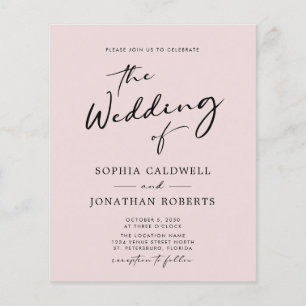 Invitation de mariage au blush calligraphié tout c