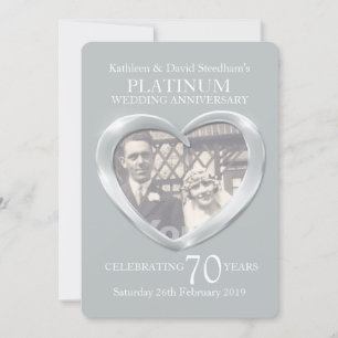Invitation de mariage au cœur de platine photo 70