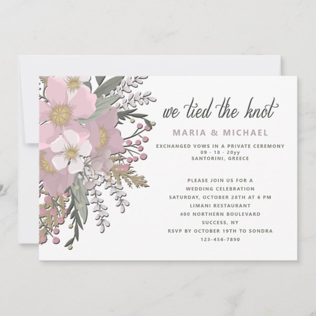 Invitation de mariage au Cornouiller rose (Devant)