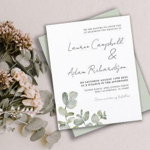 Invitation de mariage au eucalyptus à l'aquarelle