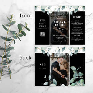 Invitation de mariage au eucalyptus avec photo QR