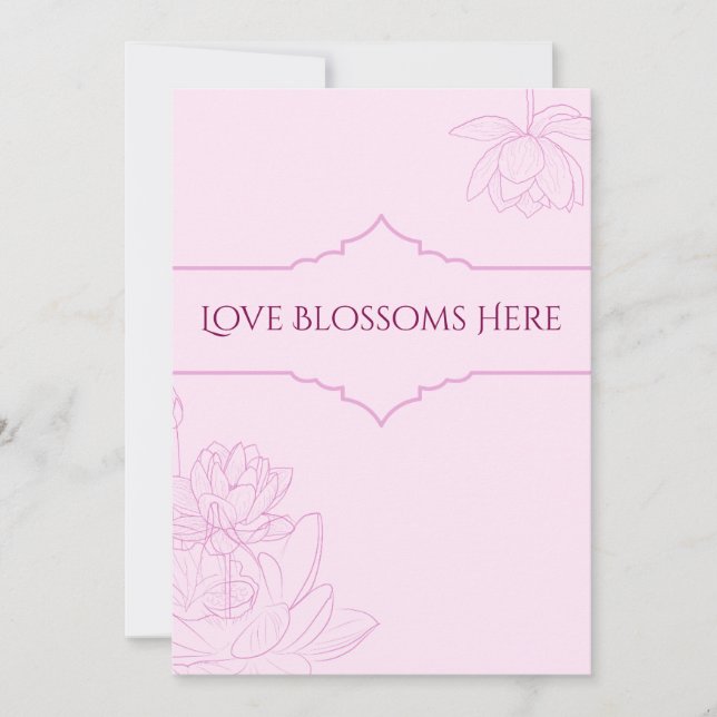 Invitation de mariage au lotus rose (Devant)