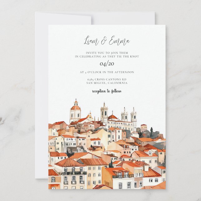 Invitation de mariage au Portugal (Devant)