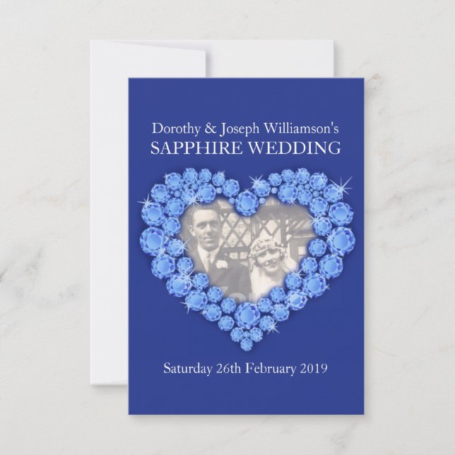 Invitation de mariage au saphir pour ajouter votre (Devant)
